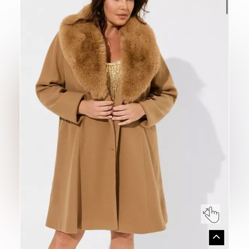 Mid Length Faux Fur Fit & Flare Camel Coat